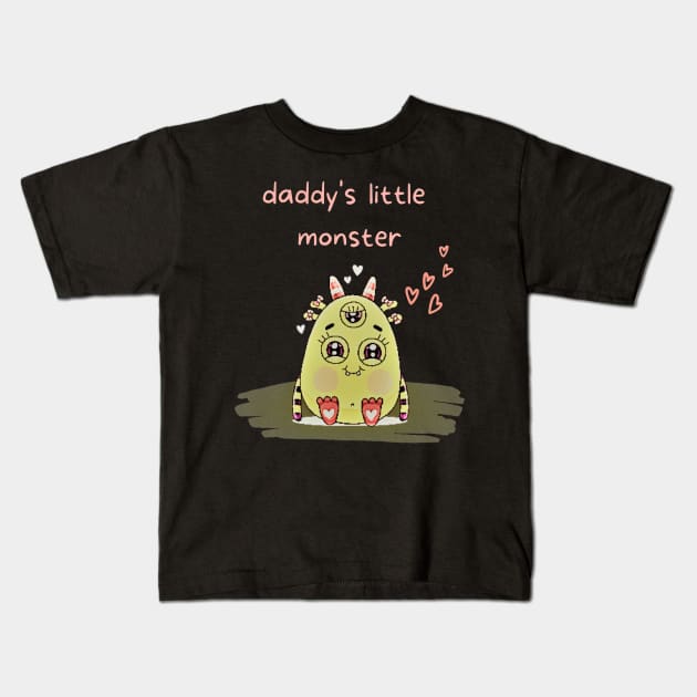 Daddy's Little Monster Kids T-Shirt by TeesFashion